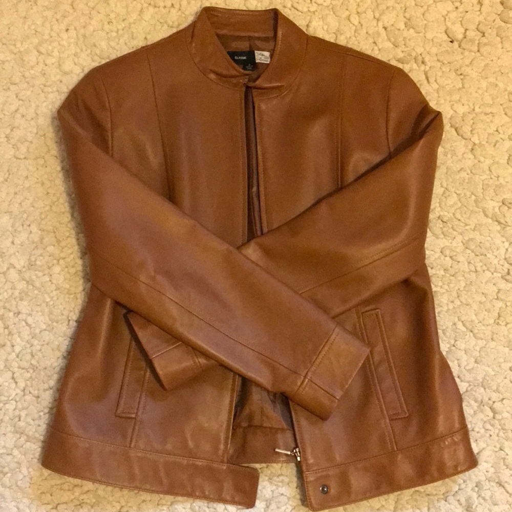 Saks Fifth Avenue Brown Leather Jacket